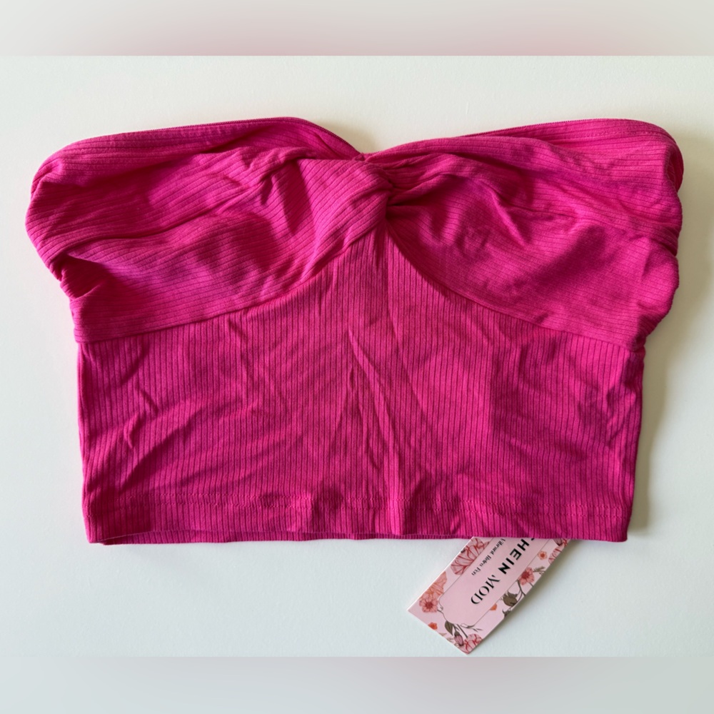 SHEIN Twist Front Ribbed Knit Tube Top – Pink – Size Small – NWT
